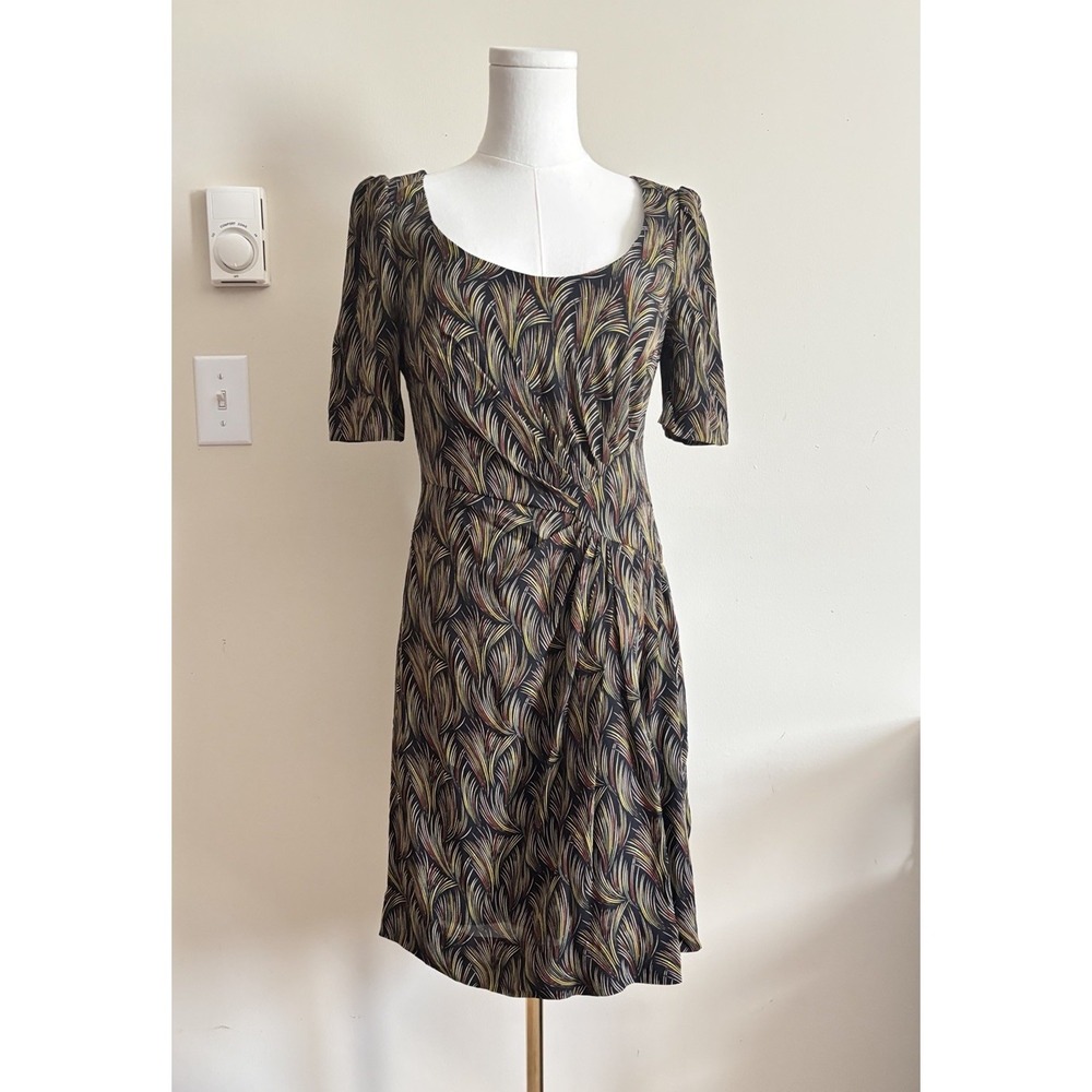 Anthropologie Moulinette Soeurs Dress Silk Lined Black Green 6 Small Elegant